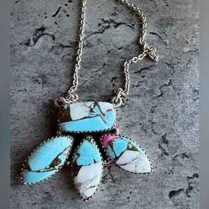 Cotton Candy Sterling Silver Turquoise Pendant Necklace